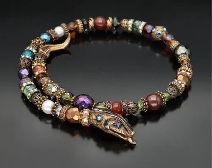 Vintage Snake Set, Snake Necklace, Snake Jewellery, Vintage Snake Choker, Snake Bracelet, rare divine collector's set.