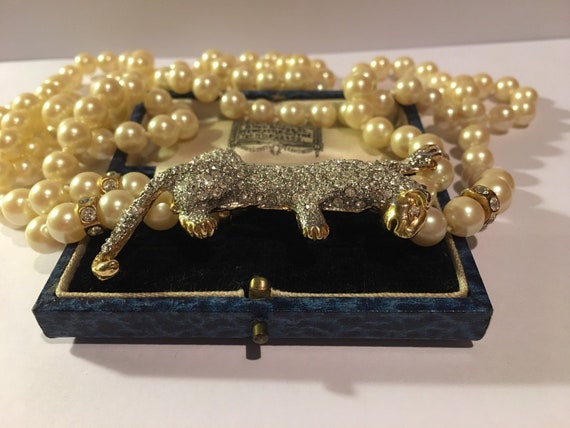 Vintage Panther Necklace, Gold Panther Necklace, P