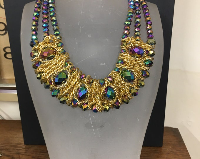 Vintage Costume Aurora Borealis necklace with fabulous  design a divine statement piece