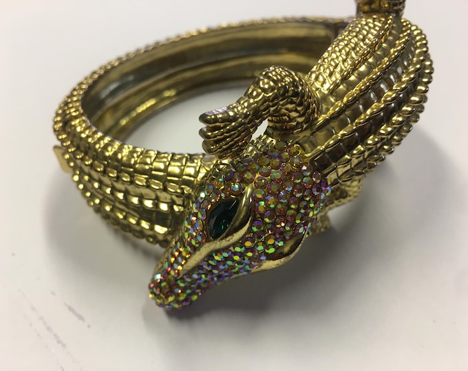 Vintage Butler and Wilson Crocodile Bracelet, Reptile Jewelry