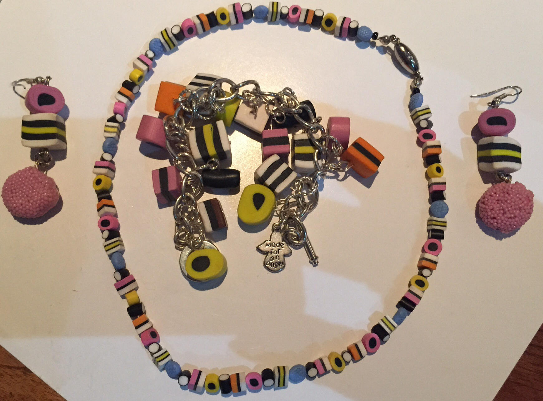 Vintage Neckace, Licorice Allsorts Set, Sweetie Jewellery Set, Licorice