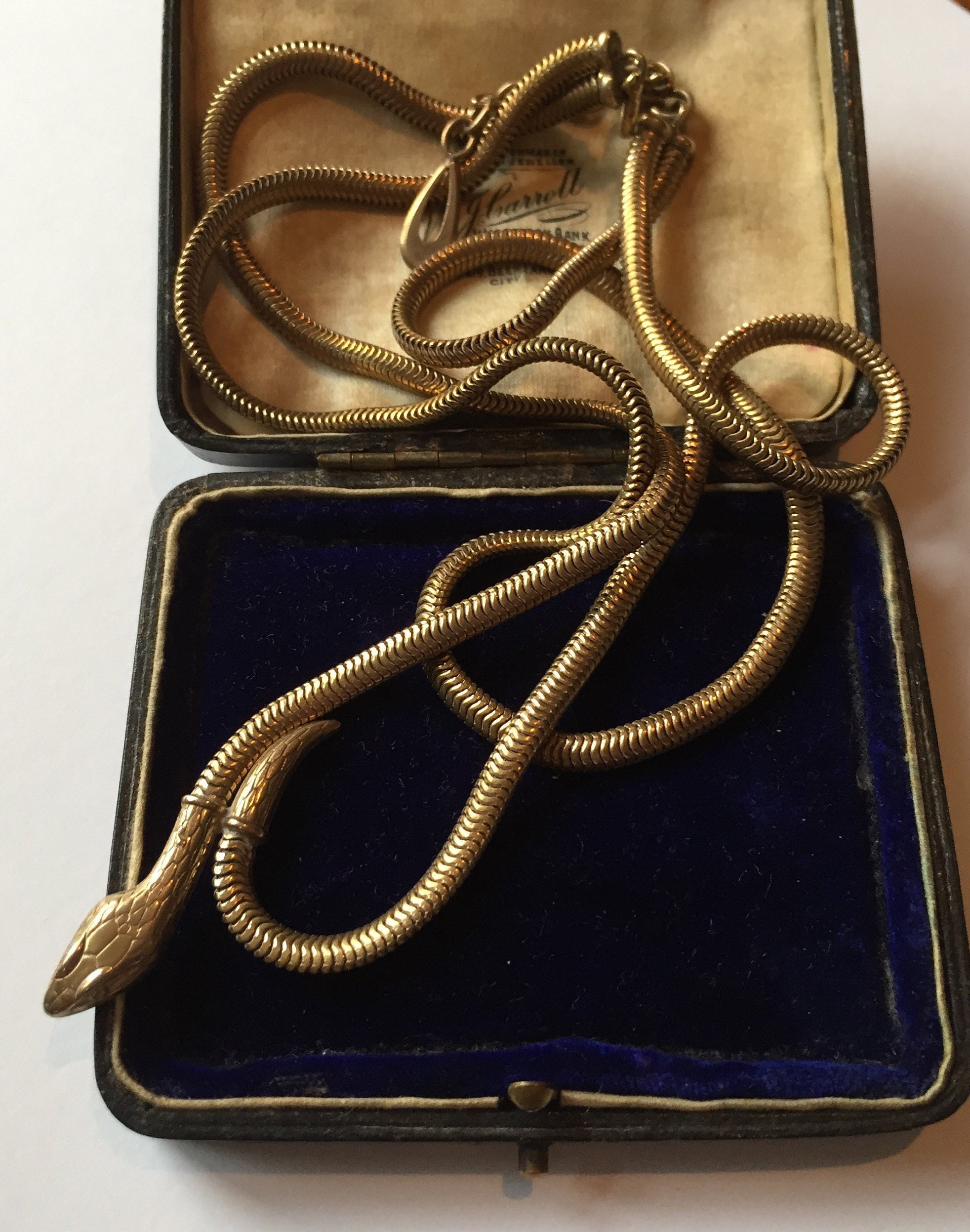 Snake Necklace, Vintage Gold Snake Necklace, 1950's snake necklace