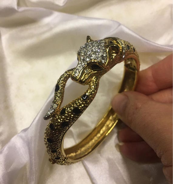 Vintage Attwood Sawyer Panther Necklace Bangle Set, 22ct Gold