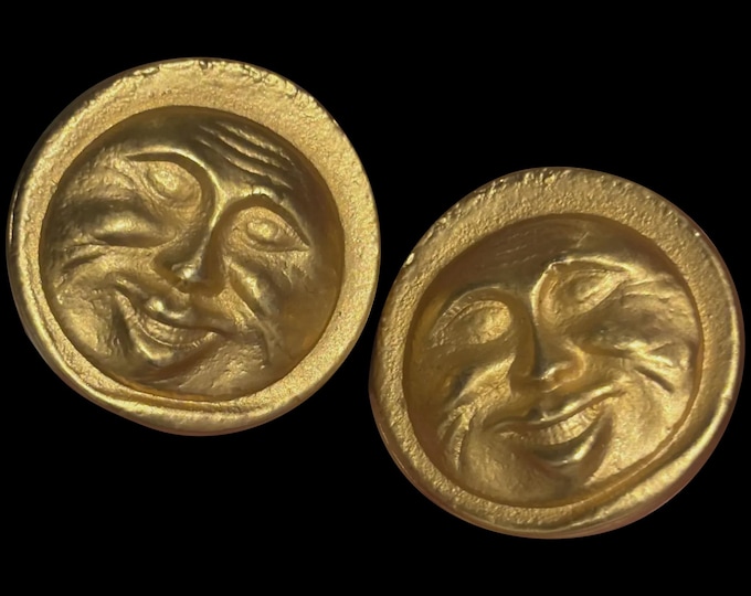 Fabulous vintage man in the moon designer earrings, magical statement jewellery