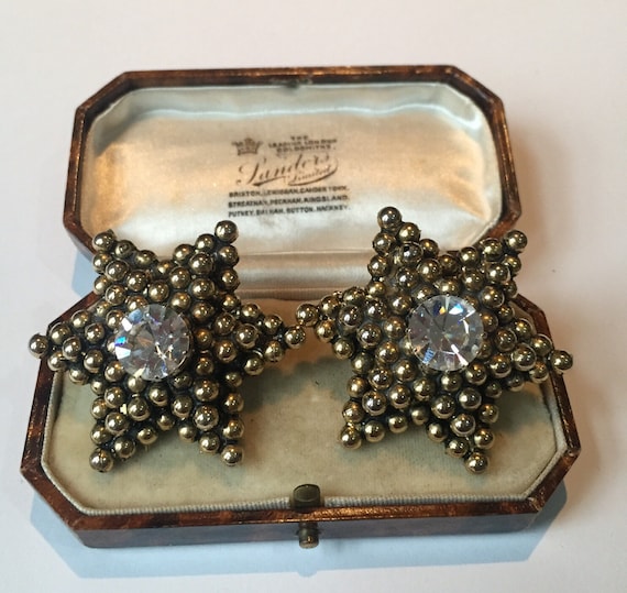 Star Earrings, Vintage Silver Star earrings, Vinta