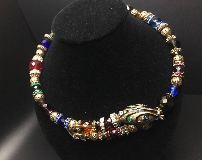 Vintage Snake Necklace, Snake Necklace, Snake Jewellery, Vintage Snake Choker, Beaded Choker,  rare divine collector's piece