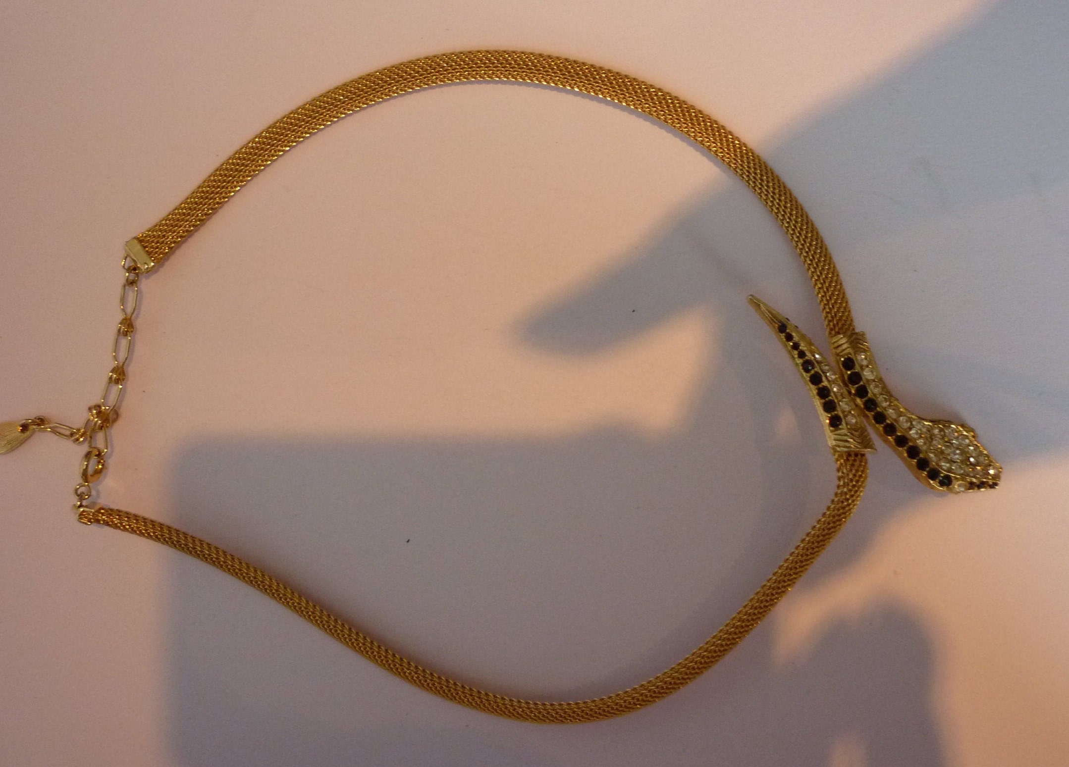 Vintage Snake Necklace, Snake Necklace, Gold Snake Necklace, Snake