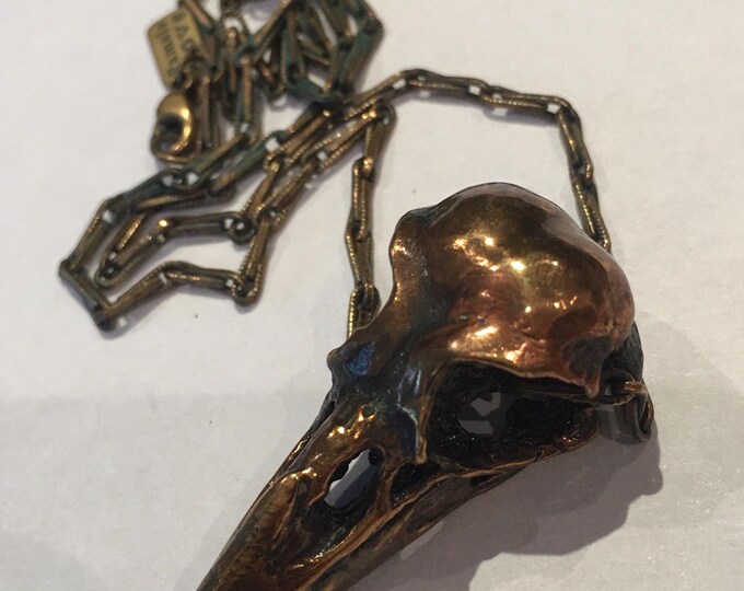 A fabulous rare vintage Crow Skull pendant necklace by the famous artisan designer Pamela Love