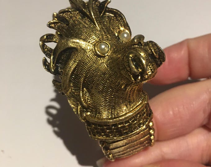 Vintage Dog Bangle, 1950s Dog Bracelet, Secret Compartment Jewelry