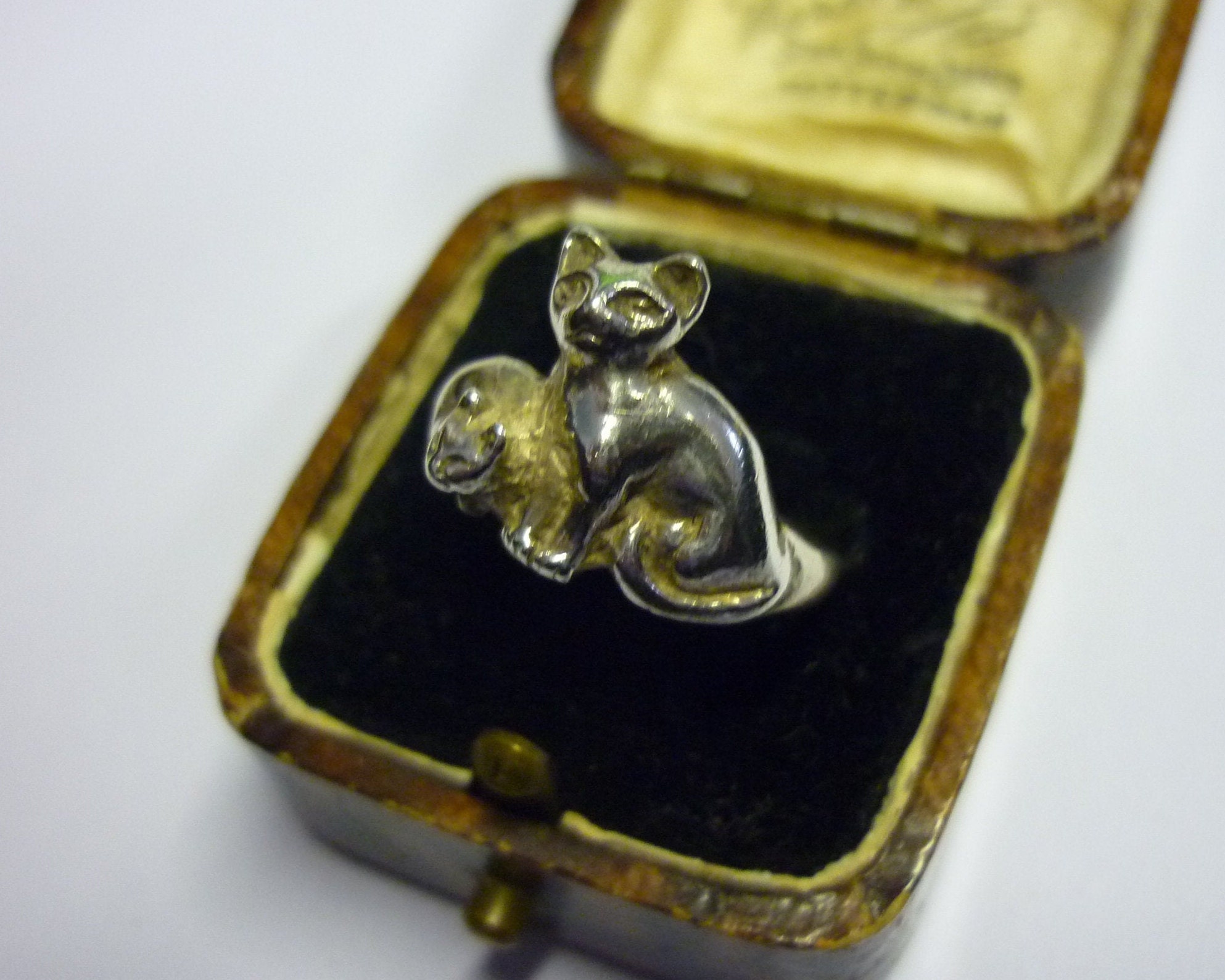 Vintage Cat Ring, Silver Cat ring, Cat Jewellery, Cat design ring