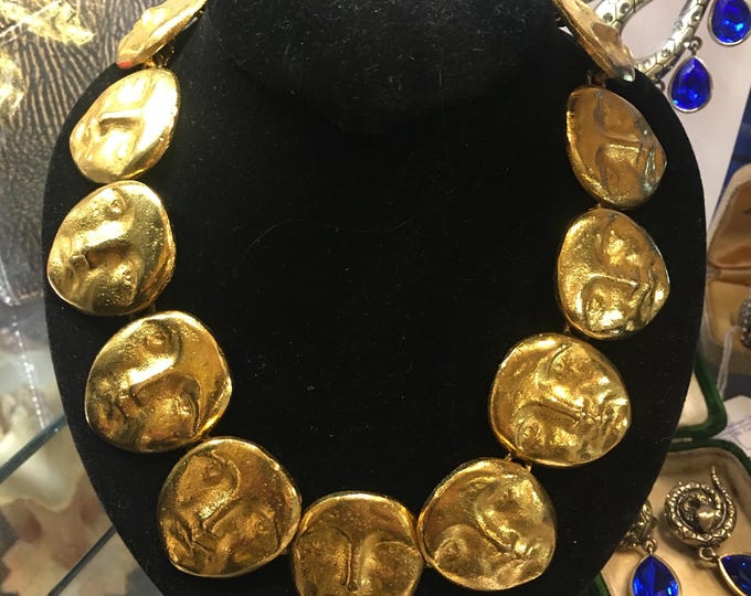 Fabulous vintage face design choker necklace with wonderful design and quality, very rare.