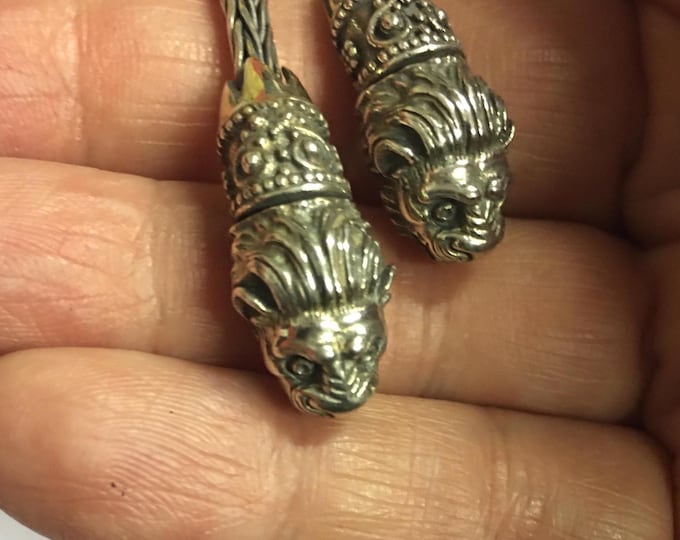Vintage Lion set, sterling silver necklace and earrings, rare design set