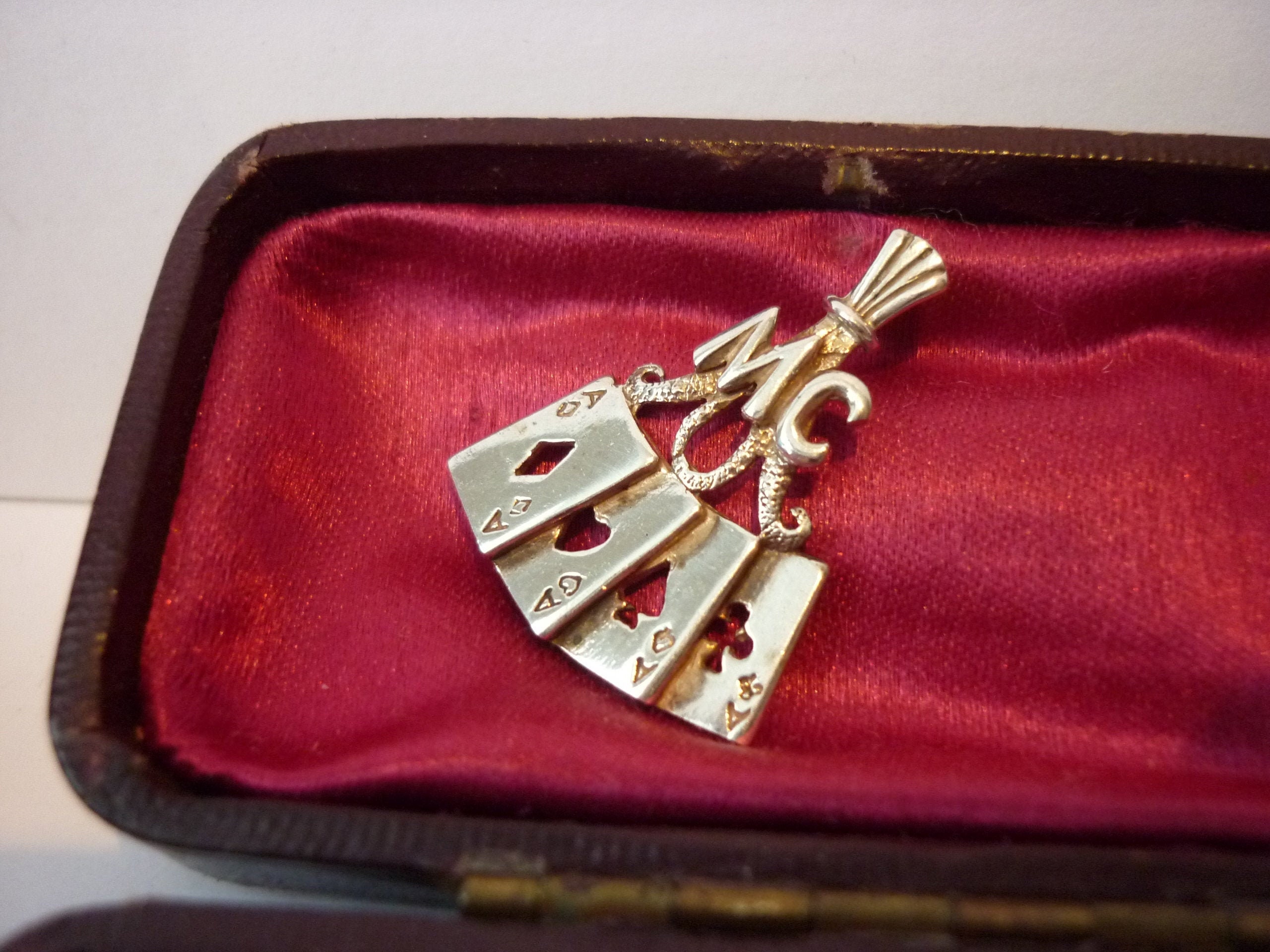 Vintage Poker Pendant, Vintage Pendant, sterling silver, Poker