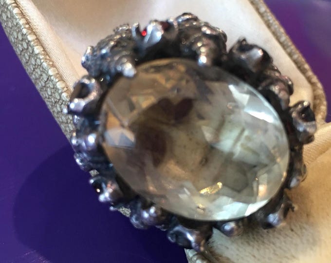 A magnificent rare Vintage sterling silver Citrine face ring with breath taking craftsmanship.