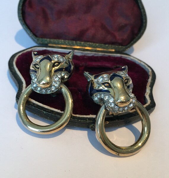 Vintage Panther Earrings, Panther Earrings, Panthe