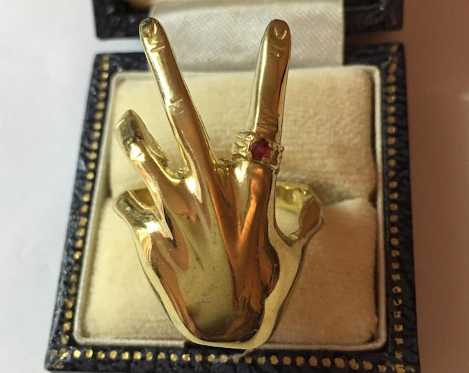 Vintage Hand Ring, Gold Hand Ring, Silver Gilt hand ring, Fede Jewellery, Hand design ring, divine rare statement piece.
