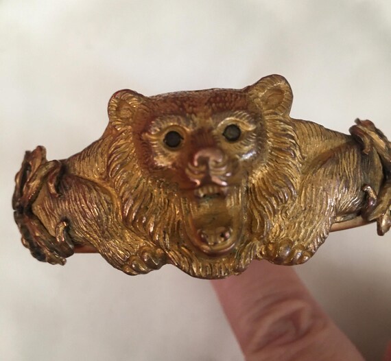 Victorian Bear Head Bangle, Rare Statement Bracel… - image 5