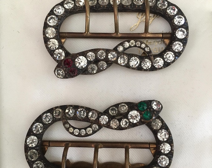 Vintage pair of snake buckles, magnificent rare pair