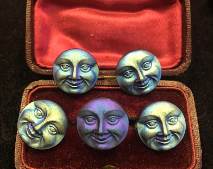 Vintage Man in the Moon buttons, Moon face buttons, Man in the Moon Jewellery, celestial buttons, very rare design.