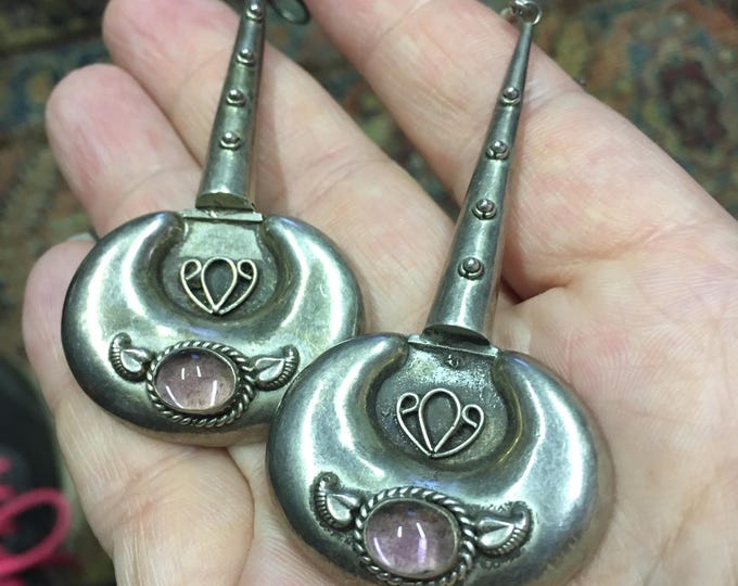 Vintage Amethyst silver earrings with fabulous rare design