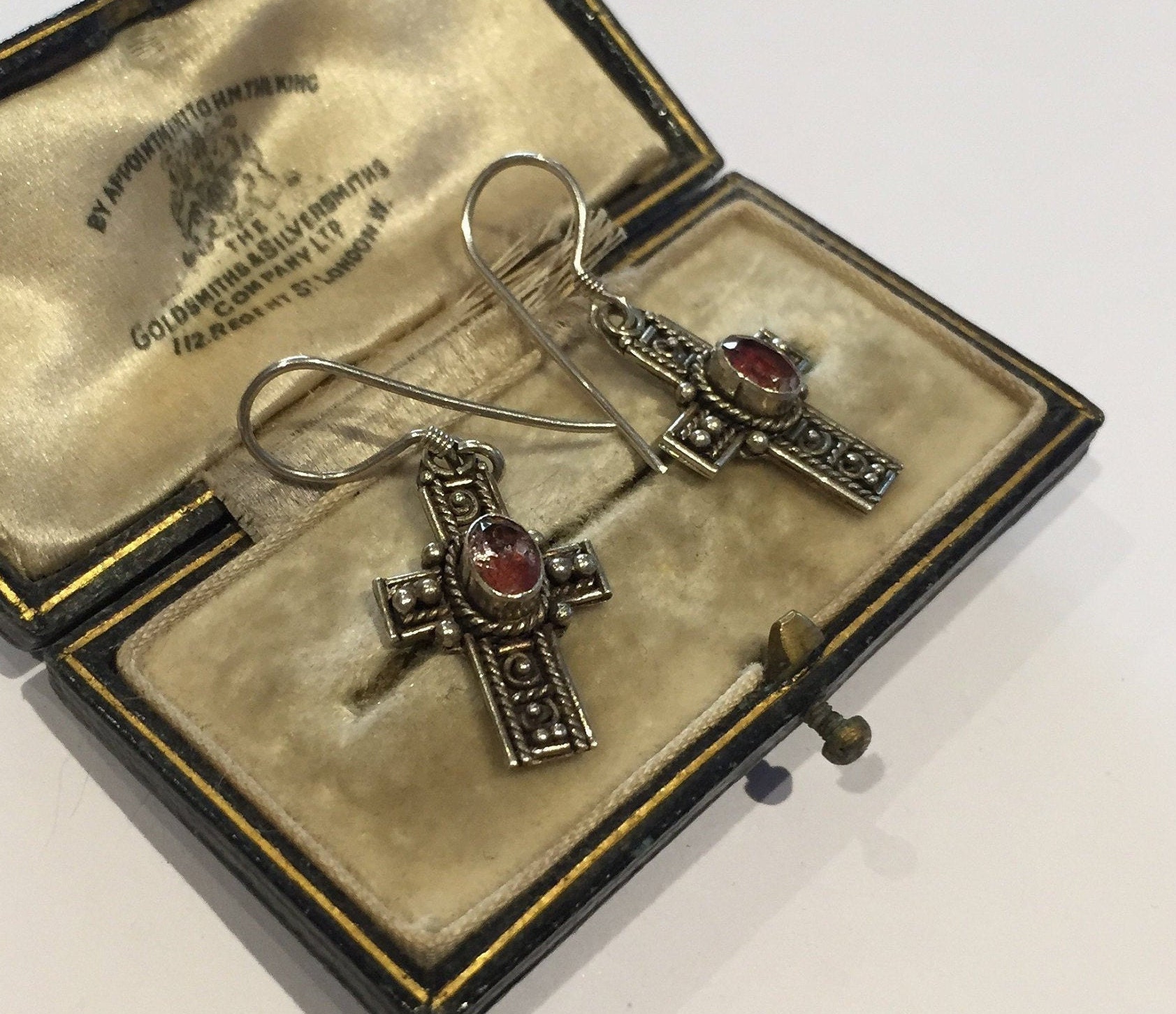 Vintage Cross Earrings, Vintage Silver Religious Earrings, Amethyst ...