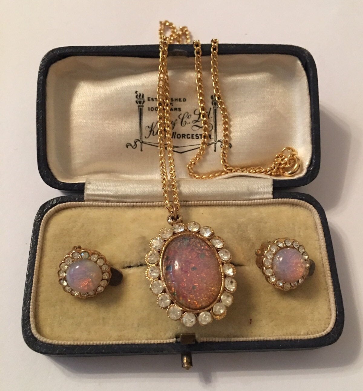 Vintage Fire Opal Set Vintage Dragons Breath Necklace Vintage Earrings Opal Jewellery Dragons Breath Opal Pendant Vintage Opal Set