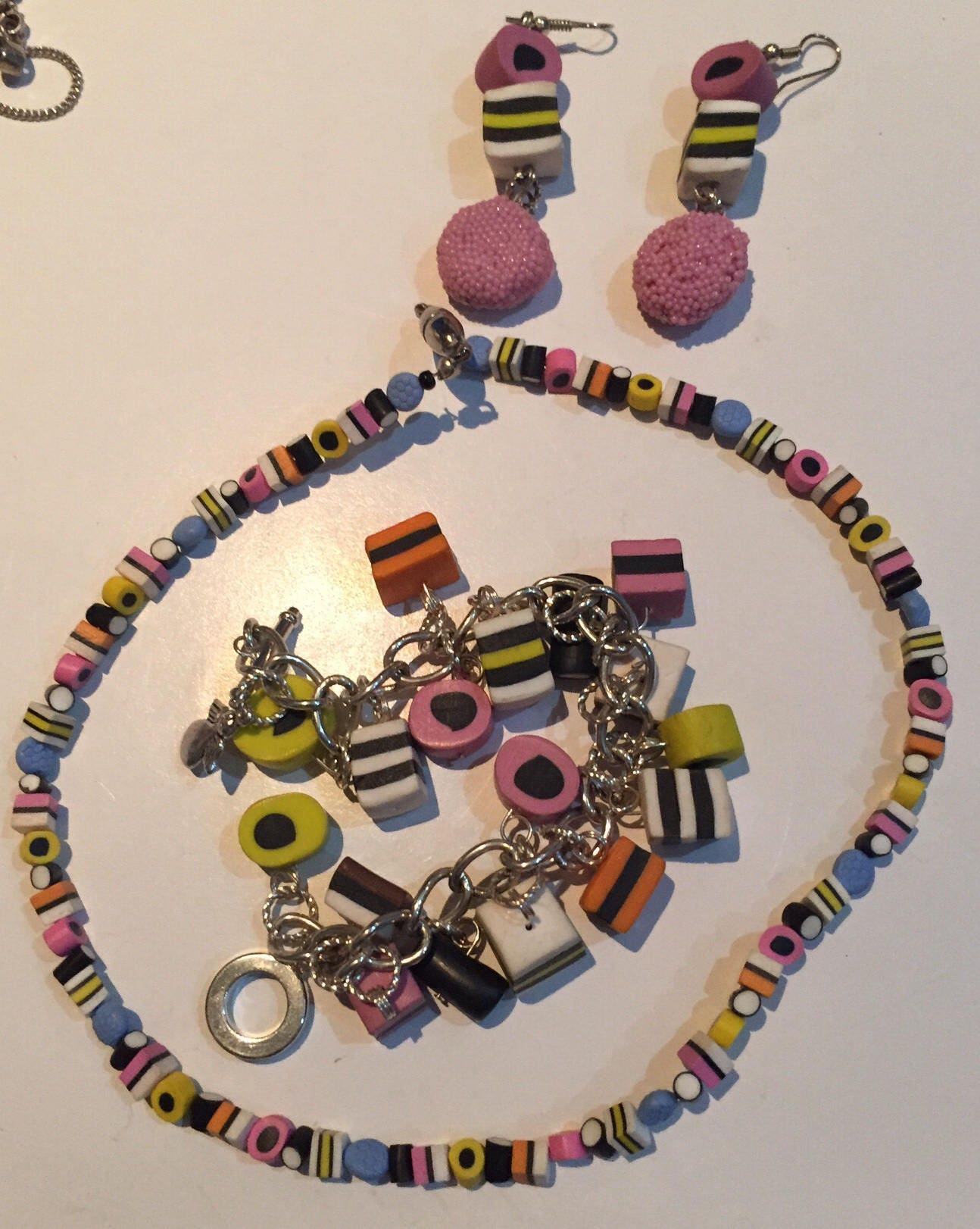 Vintage Neckace, Licorice Allsorts Set, Sweetie Jewellery Set, Licorice