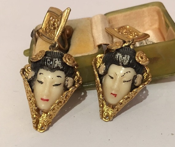 Vintage Earrings, Vintage Face Earrings, Vintage G