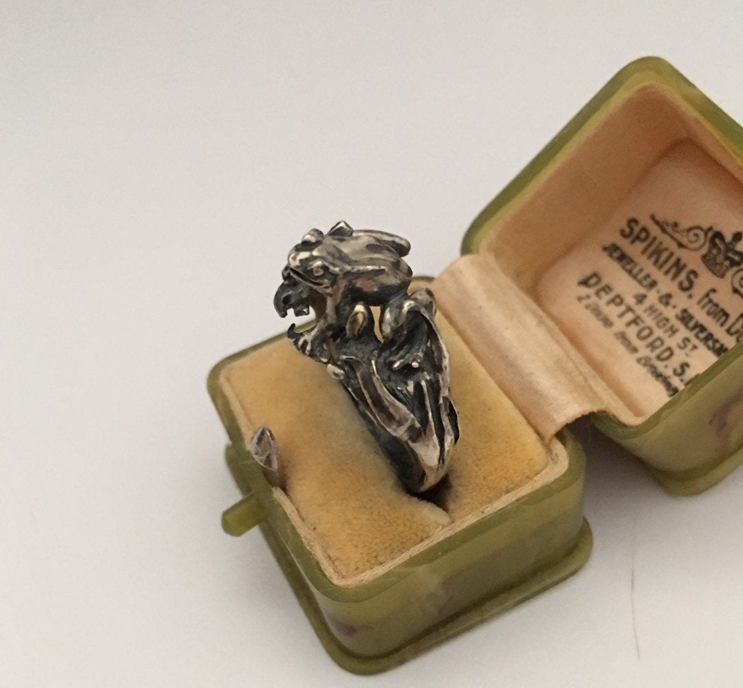 Vintage Frog Ring, Frog Ring, Silver Frog Ring, Frog Jewellery, Artisan