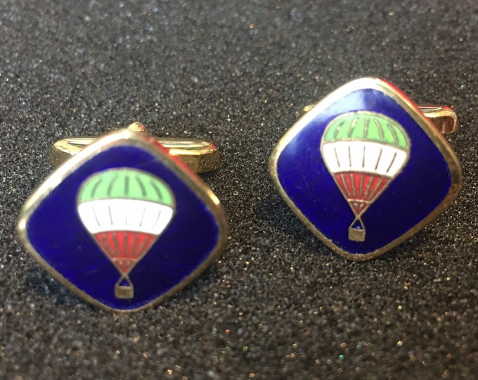 Vintage Cufflinks, Vintage Hot Air Balloon Cufflinks, Hot Air Balloon Jewellery, rare design set.