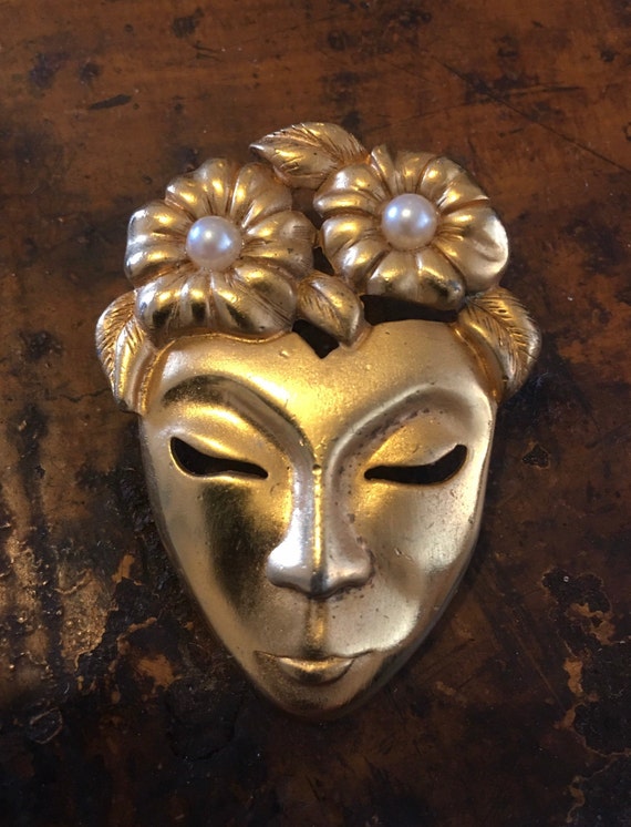 Vintage Face Brooch Face Brooch Vintage Gold Face Brooch Pin Vintage Face Jewellery Face Brooch Fantastic Design Piece. Etsy UK