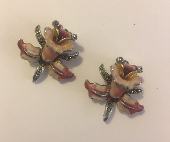 Vintage Flower Earrings, Flower Jewellery, Flower