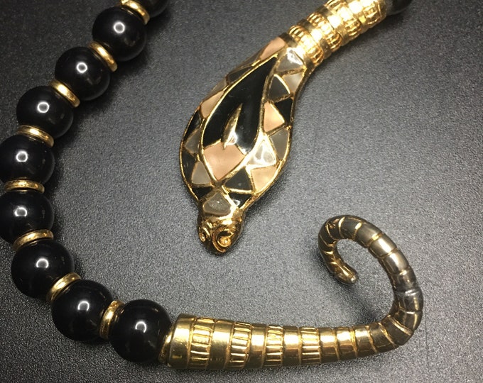 Vintage Snake Necklace, Snake Necklace, Cool snake necklace, Snake Jewellery, rare design piece.