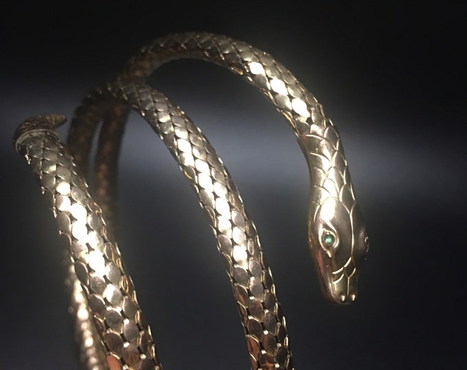 Vintage Snake Necklace, 1950's Rolled Gold Snake Necklace, Snake Necklace, Snake Choker, Snake Jewellery, exquisite very rare design