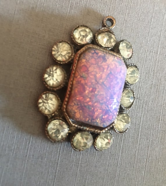 Vintage Fire Opal Dragons breath Necklace, Opal J… - image 1