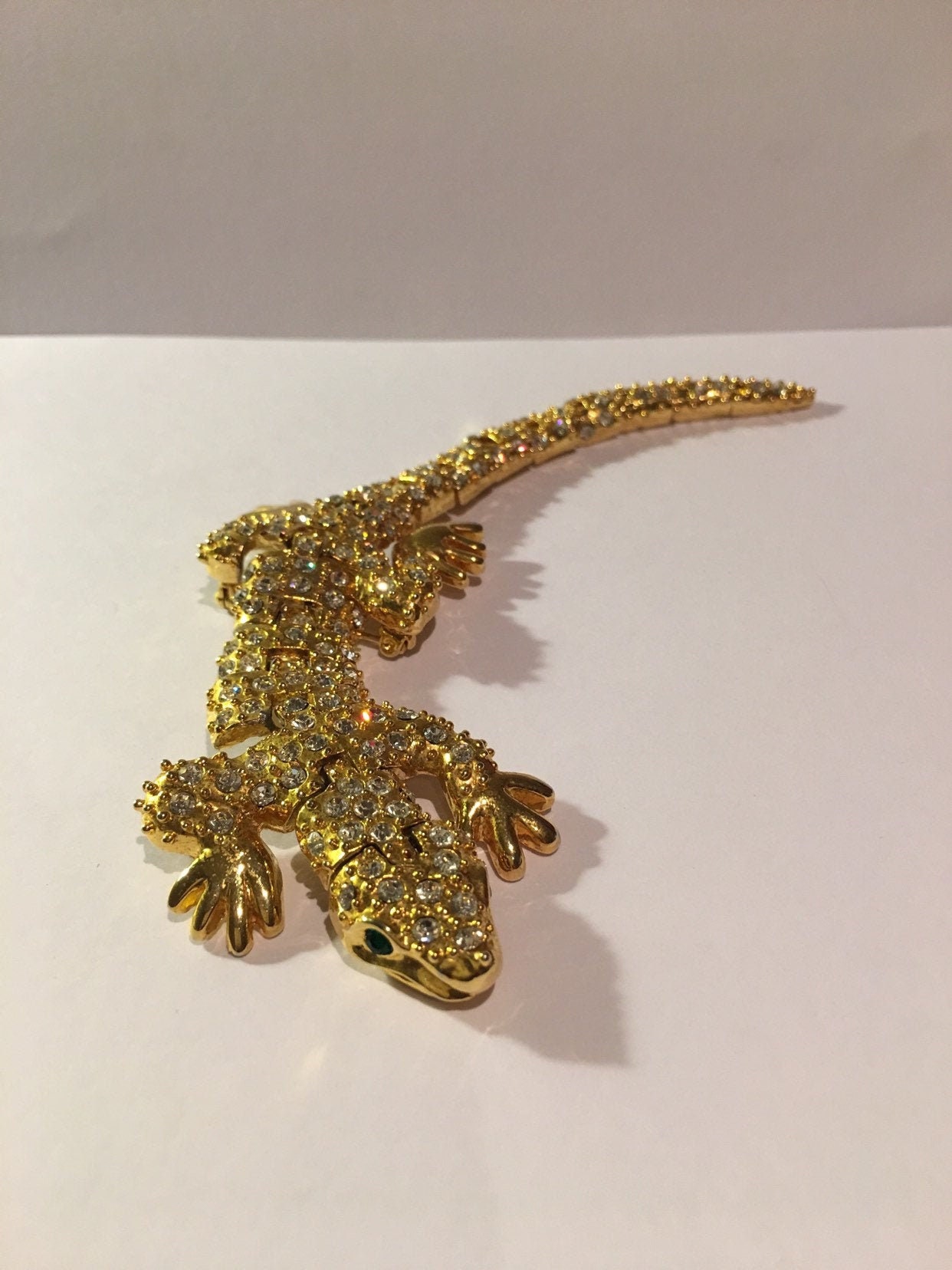 Vintage Lizard Brooch, Gecko Pin, Salamander Brooch, Gold Lizard Brooch