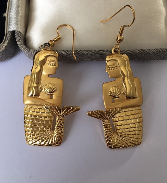 Vintage Mermaid Earrings, Mermaid Earrings, Vintag