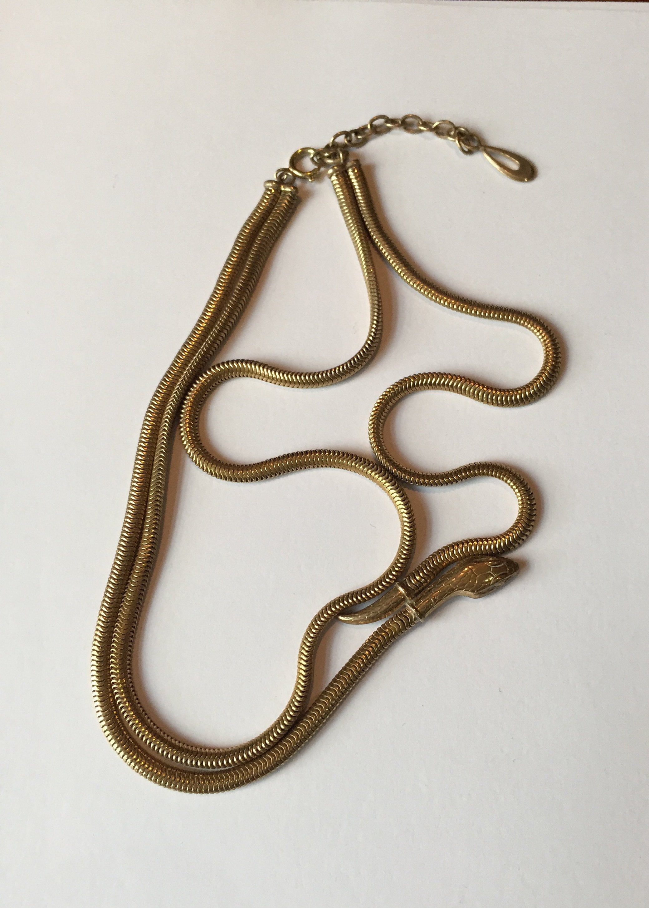 Snake Necklace, Vintage Gold Snake Necklace, 1950's snake necklace
