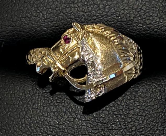 Hand Carved Horse Cameo Ring - Precious Amber