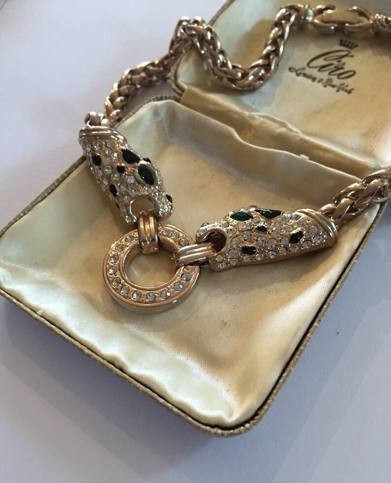 gold panther necklace Gold Panther Necklace divine piece. Panther Necklace Vintage Panther Necklace Panther Jewellery