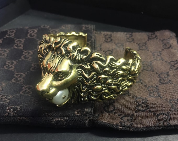 Vintage Lion Gucci Bracelet, Designer Lion Cuff, Gucci Bangle, Animal Bangle, Lion Jewellery, Exquisite rare piece.