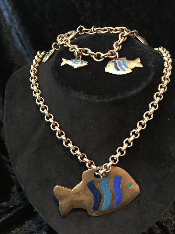 Vintage Fish Jewellery Set, Agatha Paris Set, Vin… - image 2