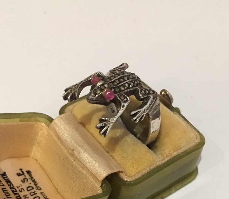 Vintage Frog Ring, Frog Ring, Silver Frog Ring, Sterling Silver frog