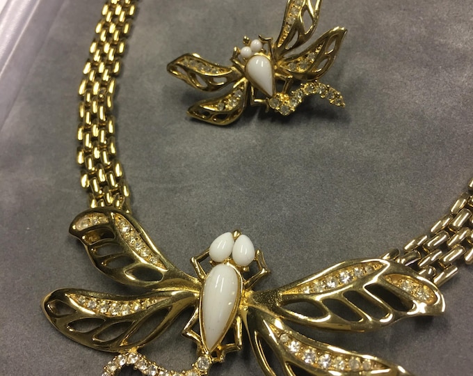 Vintage Givenchy statement necklace and earring set, Insect jewellery. divine rare set