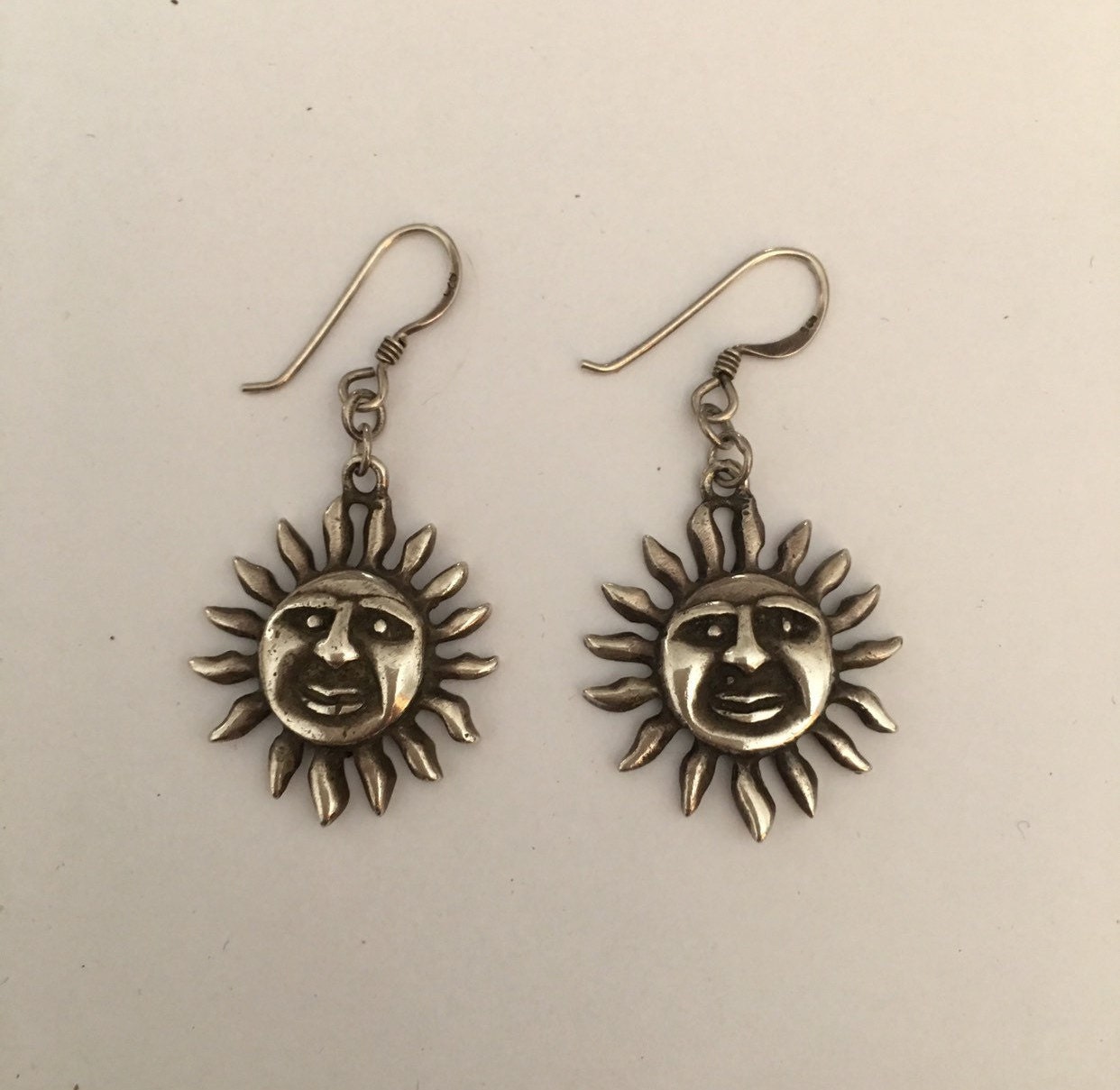 Vintage Sun Earrings, Silver Sun Earrings, Sun Jewellery, Sterling
