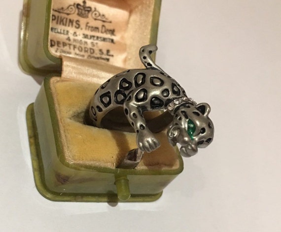 Vintage Panther Ring, Silver Panther Ring, Panther