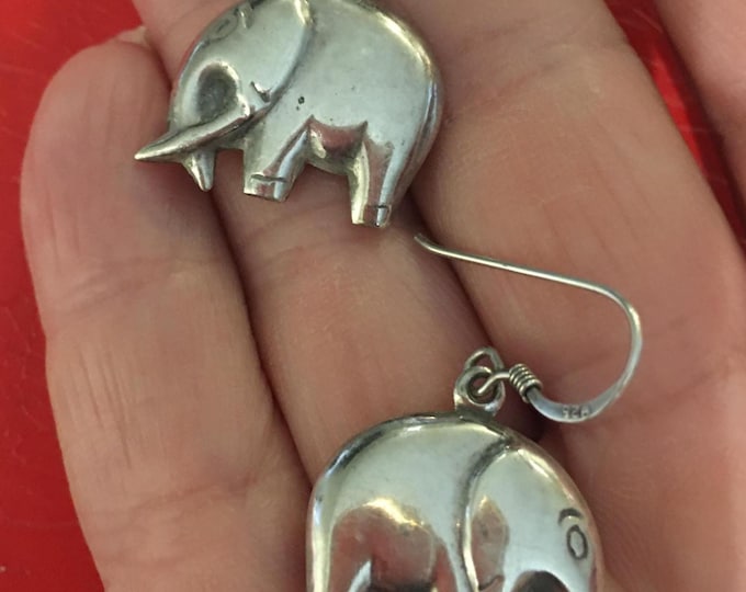 Vintage Elephant Silver Earrings, fabulous