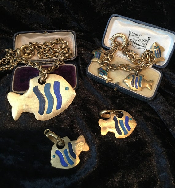 Vintage Fish Jewellery Set, Agatha Paris Set, Vin… - image 1