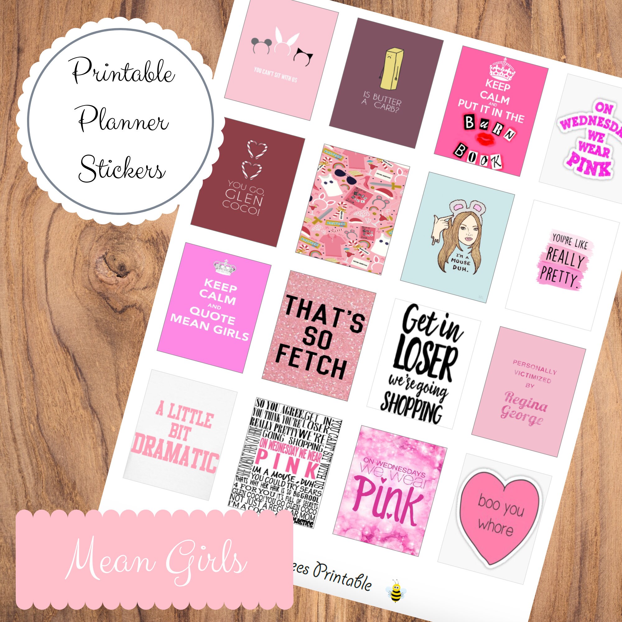 printable mean girls stickers for planners etsy