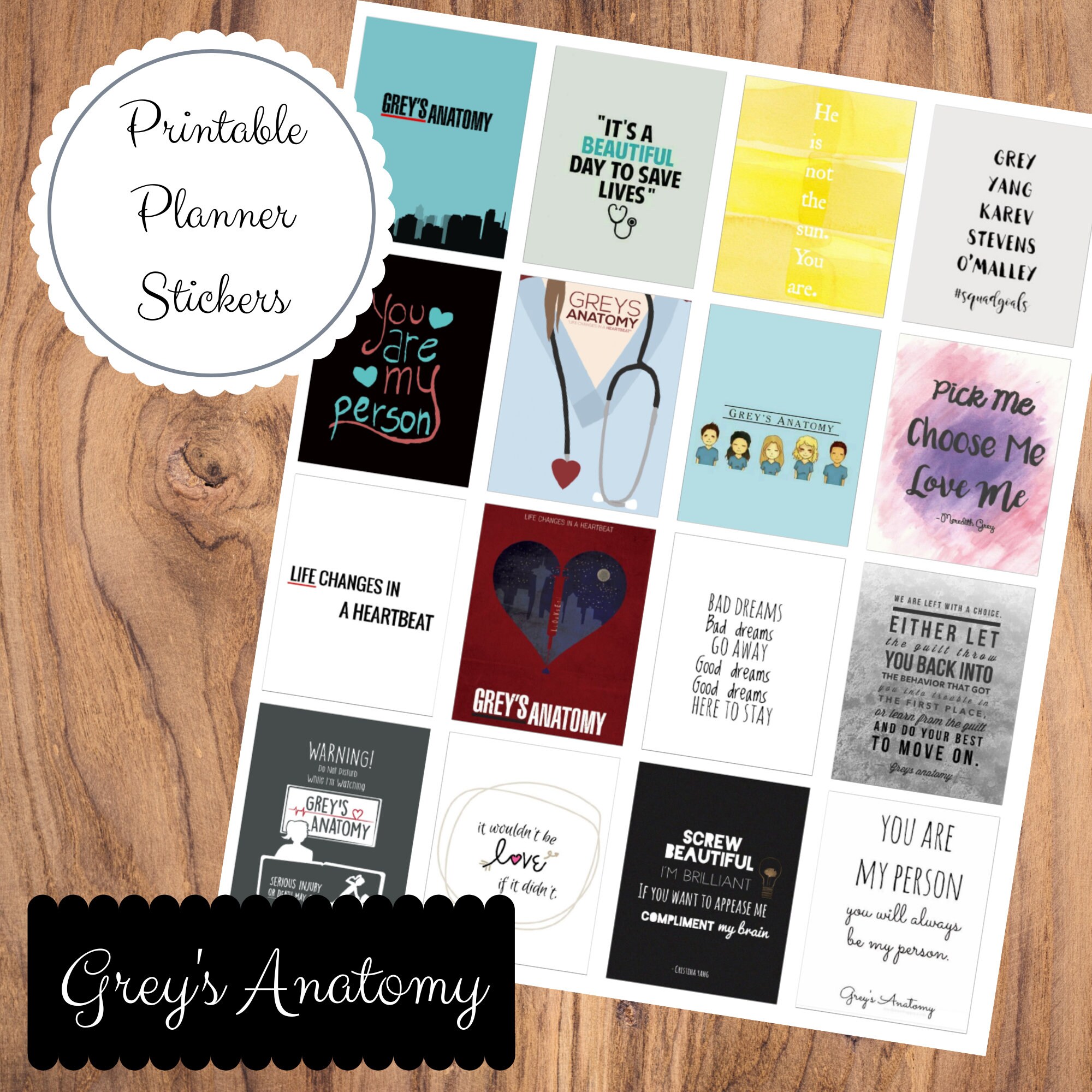printable grey s anatomy full box stickers for planners etsy ireland